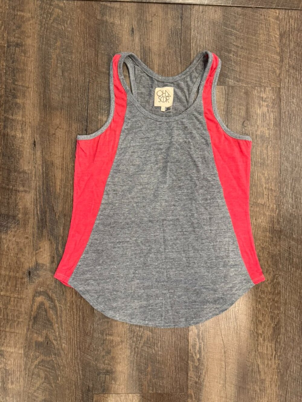Chaser Salmon and Gray Knit Heathered Tank Top - Women's Size Large